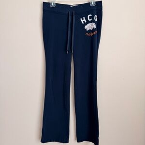 Hollister Navy Drawstring Sweatpants with Embroidered Logo